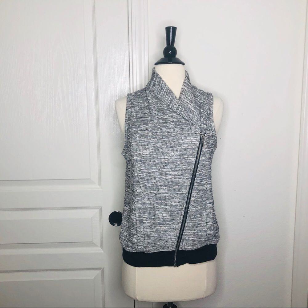 New York Company asymmetrical zip marled knit vest